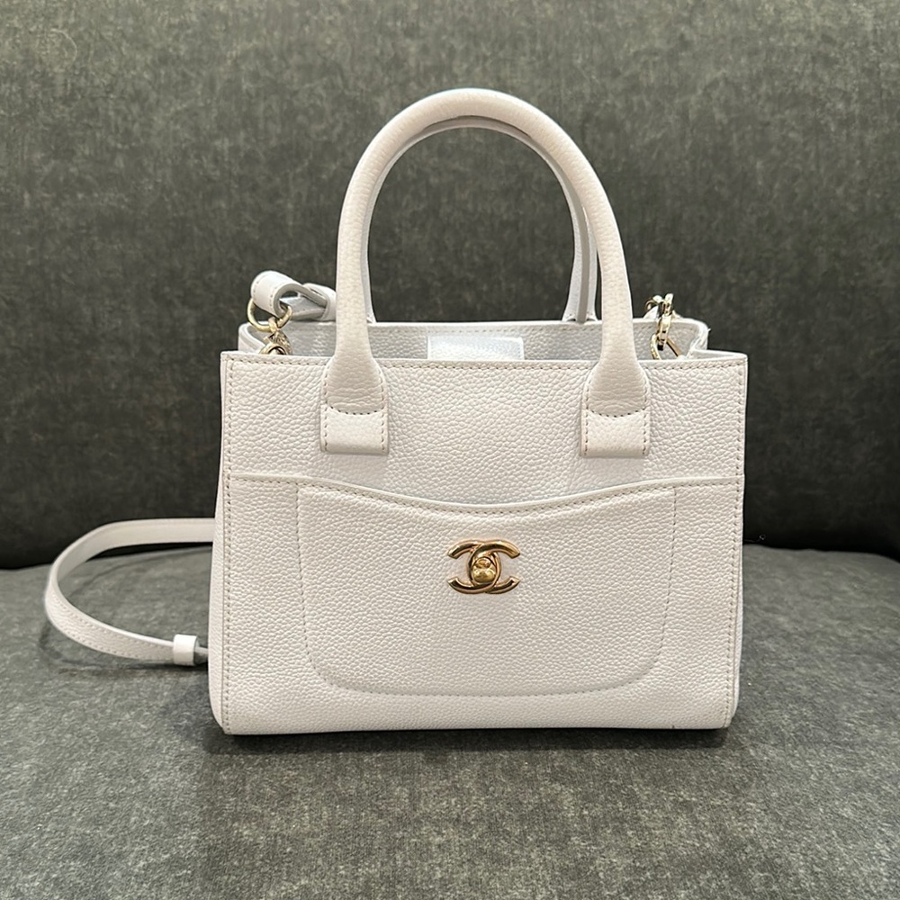 SOLD : Authentic Chanel White Mini Neo Executive Handbag